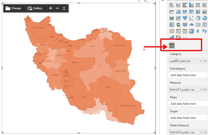 نقشه استان های ایران در Power BI